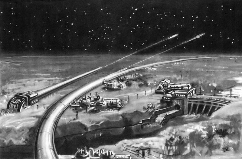 Illustration for article titled Helicópteros en la Luna y robots gigantes: así imaginaban los artistas soviéticos la vida en el espacio